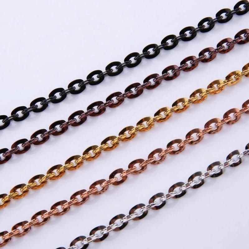 Handmade DIY Jewelry Stainless Steel Necklace Flat Link Cable Chain