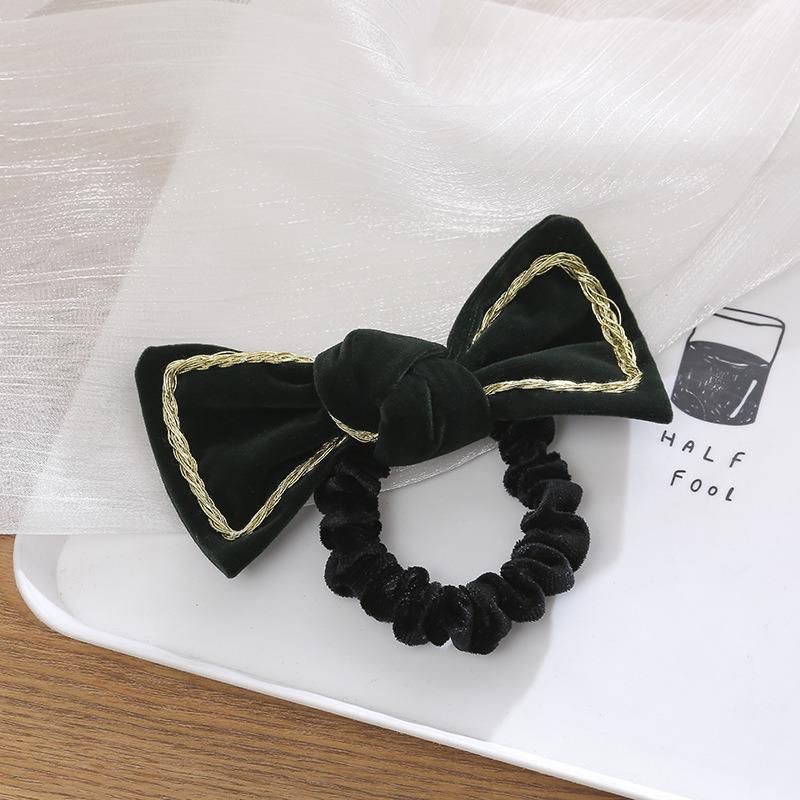Fashion Jewelry Gold Velvet Large Bow Hair Rope