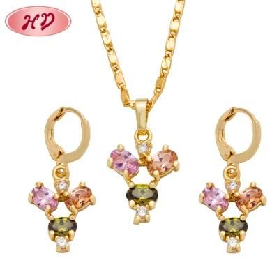 New Fashion Wedding Elegant Hot Sale Gold Plated Zircon Jewelry Sets