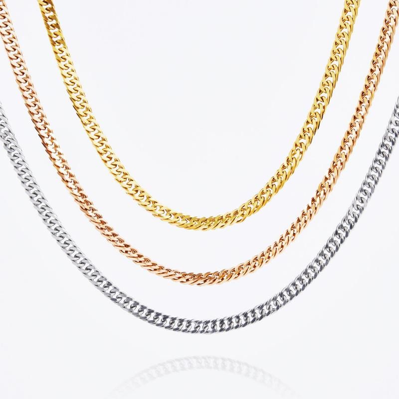 Fashion Jewelry Necklace Curb Chain with Double Wire Polish Face