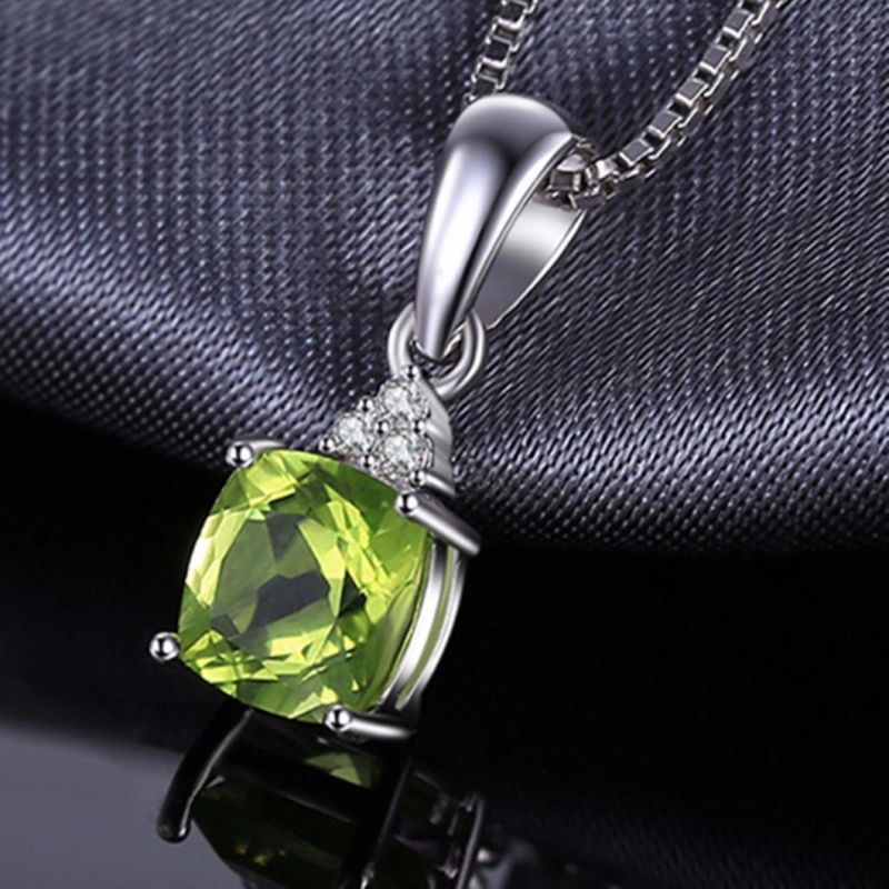 Gemstone Peridot Pendant Necklace 925 Sterling Silver Fashion Jewelry for Women Wholesale