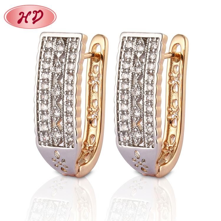 18K 14K Gold Plated Fashion Imitation Costume Jewelry with CZ Pearl Huggie Hoop Earring for Women