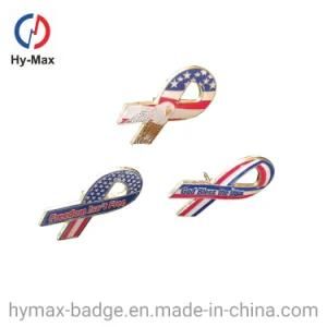 Pins Custom Logo Maker Gold Hard Trading Print Cute Pink Ribbon Spinning Epoxy Glitter Metal Enamel Lapel Pin Badge