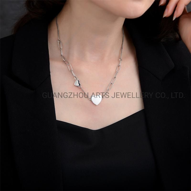 New Design Jewelry 925 Sterling Silver Hearts Casual Necklace Valentine Gift