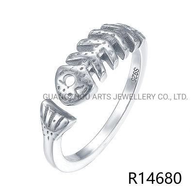 Classic Animal Fish Bone Shape 925 Sterling Silver Open Ring