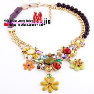 Fashion Wedding Jewelry Flower Necklace with Rhinestones (MJBH35)