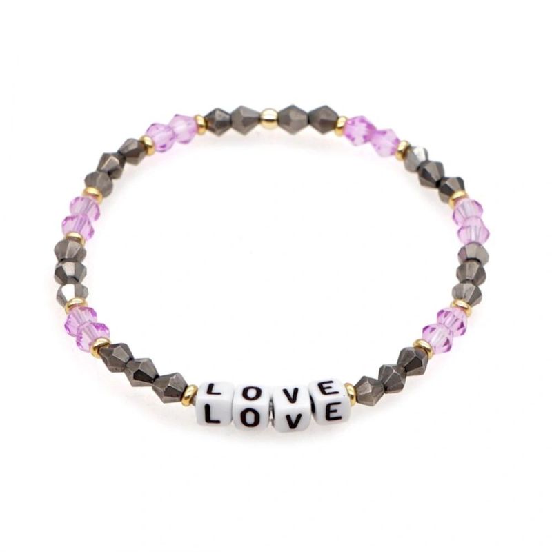 Mlgm Crystal Bead Jewelry for Girls Bracelet OEM Custom Accept Love Letters Jewellery Bohemian Elastic Bracelets Fast Shipping