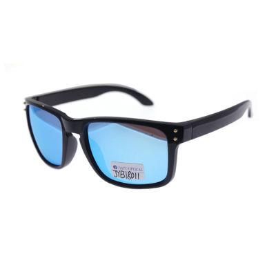 2022 Custom Square Frame Mirror Blue Plastic Polarized Men Sunglasses