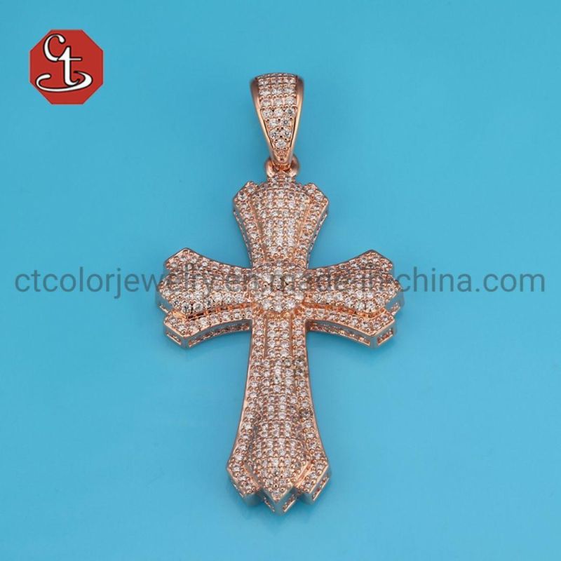 White CZ&Sapphire Silver Pendent for Men Hip Hop Men′s Designs Wholesale Manufacturer