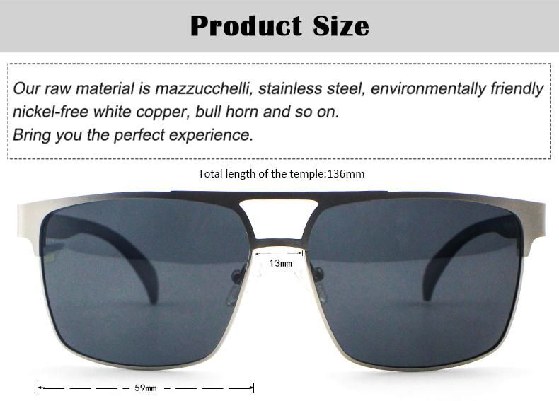 Hot Sale Custom Logo Ready Fashion Metal Frame Polarized Men Sunglasses
