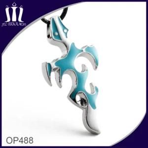 Op488 Blue Enamel Frame Cross Necklace
