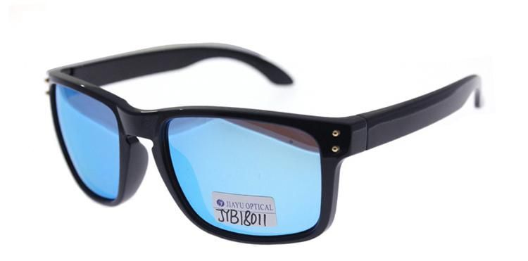 2022 Custom Square Frame Mirror Blue Plastic Polarized Men Sunglasses