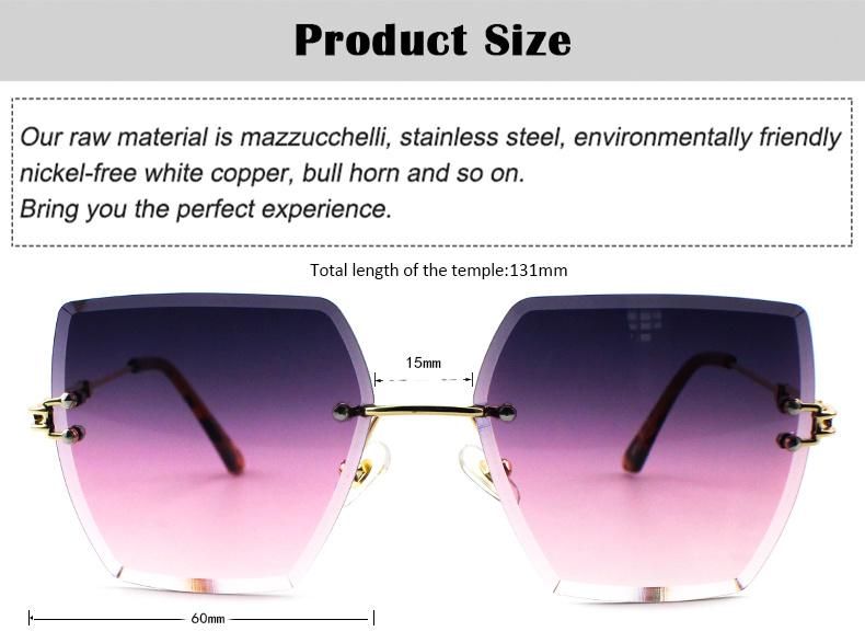 Square Trimmed Stock Frameless Sunglasses for Women