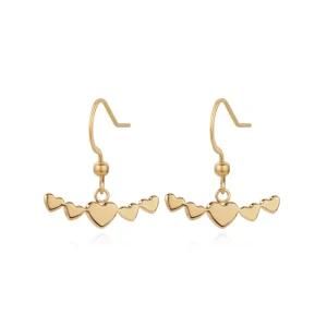 Fashion Women Gold Jewelry Heart Pendant Dangle Earrings