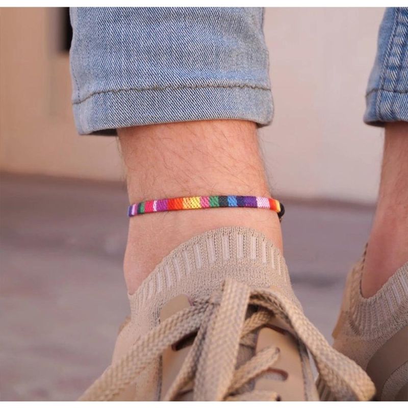 New Gay Hand-Woven Rainbow Anklet Love Is Love Gay New Foot Rope