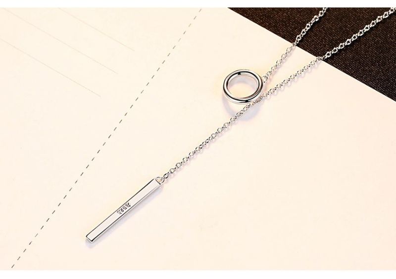 OEM Custom Fashion 925 Silver Jewelry Strip Necklace