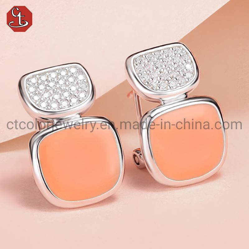 Wholesale jewellery Zirconia Shine Earrings Enamel Earring for women