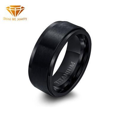 Fashion Jewelry IP Black Titanium Band Pure Titanium Wedding Ring for Men Tr2025