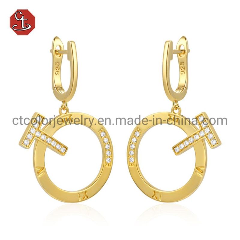 Wholesale fashion jewelry 18k hoop earrings high quality gold plated earrings