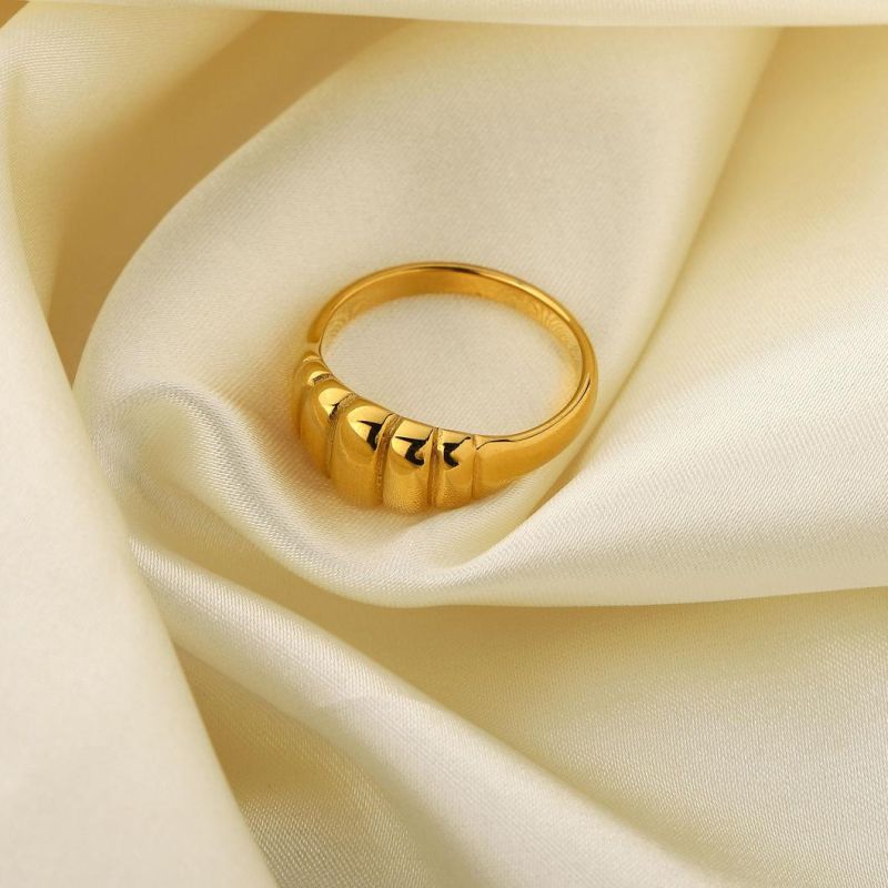 Fashion Jewelry Stainless Steel Women Ring 14K/18K Gold Plated