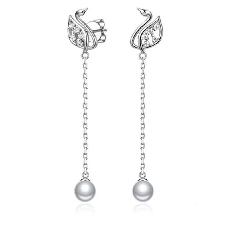 925 Silver Leaf Earline Earring with Pearl