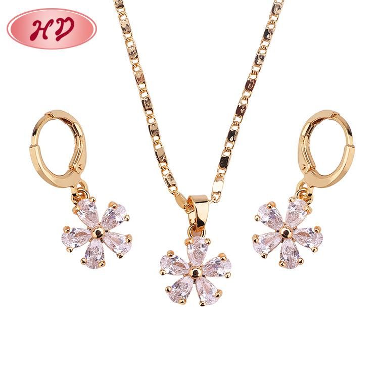 Costume Hengdian Wholesale Fashion Imitation Gold Plated Earring Sets Pendant Necklace Jewelry
