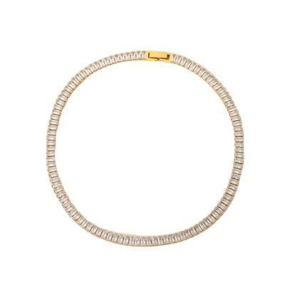 Manufacturer Custom Cuban Fashion Necklace High Quality Waterproof None Fade Chain New Arrivals 18K Gold Plated Diamond Zircon Necklace