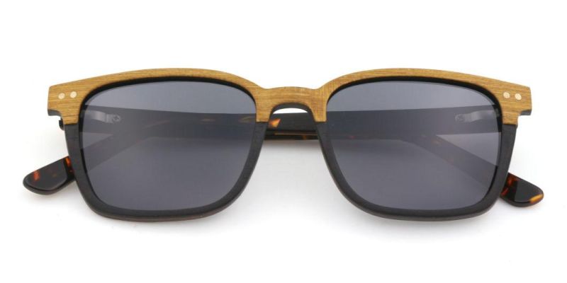 High Quality Classic Retro Rectangle Two Layers Wooden Sunglasses for Men