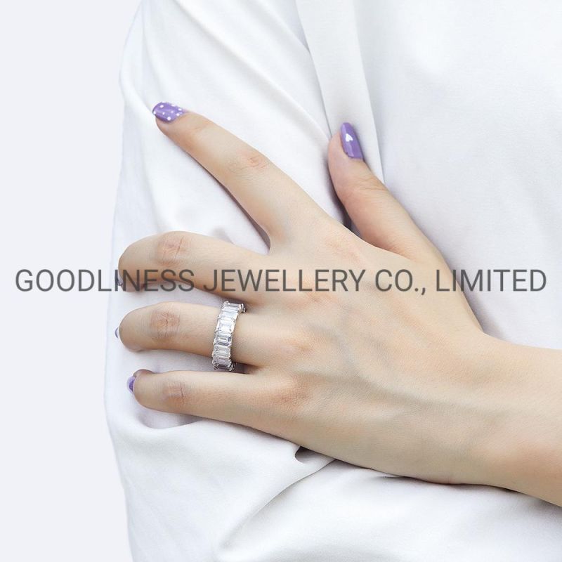 Trendy Diamond Wedding Jewelry 925 Sterling Silver Women Rhinestone Rings