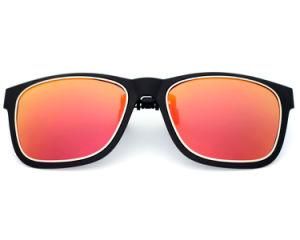 Popular Frame Polarized Clip on Sunglasses with Colorful Tac Lens for Drving Fishing Model 2140A1-R