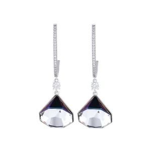 Full Diamond Triangle Natural Stone Pendant 925 Sterling Silver Earrings Stud