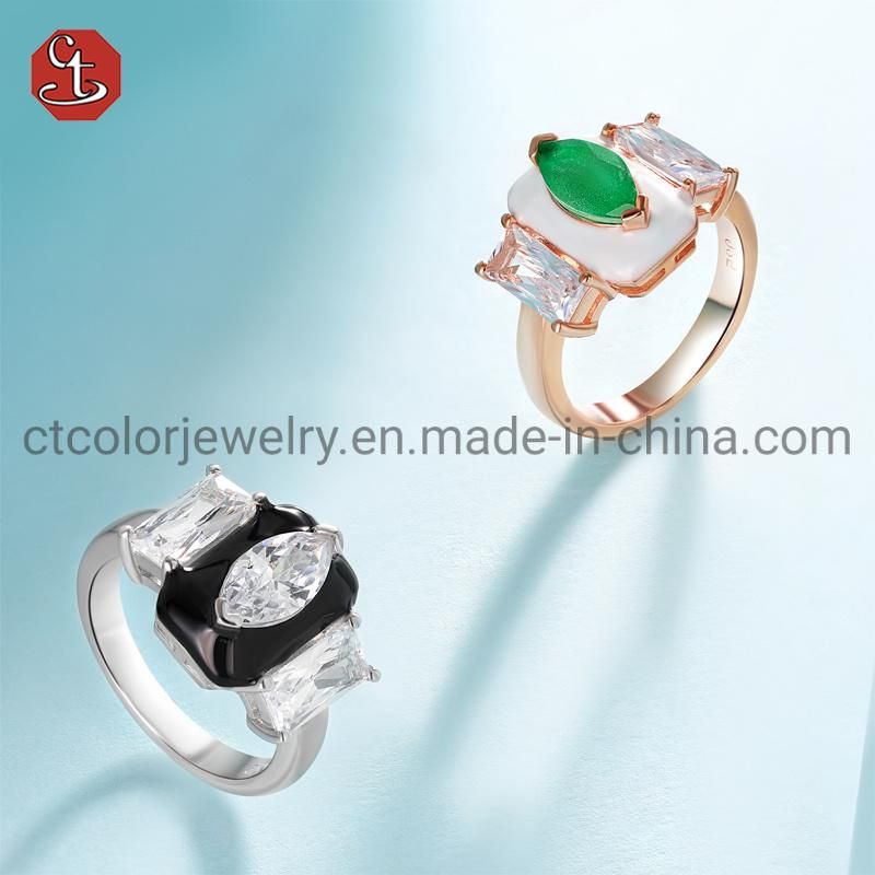 Fashion OEM Jewelry Natural Stone Custom Enamel Ring