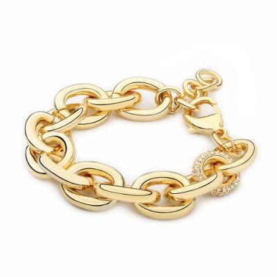Unique Structure Chain Bracelet with Crystal Clear Rhineston