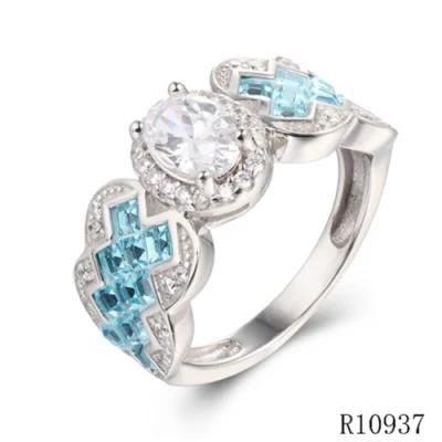 925 Sterling Silver with CZ Mosaic Style Ring