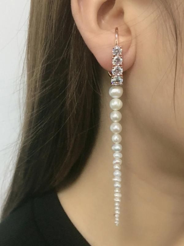 Wholesale 925 Silver Design Women Fashion Jewelry Accessories Pearl Tassel Bead Drop Earrings
