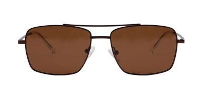 Stylish Men&prime; S Metal Frame Silver Double Bridge Pilot Sunglasses