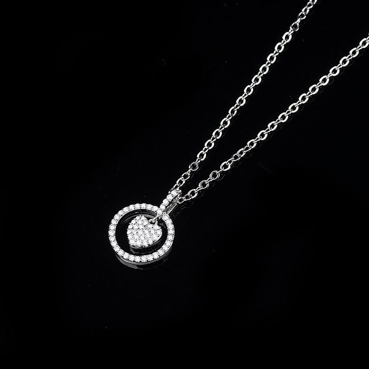 Fashion Heart Shape Crystal Silver Pendant Jewelry