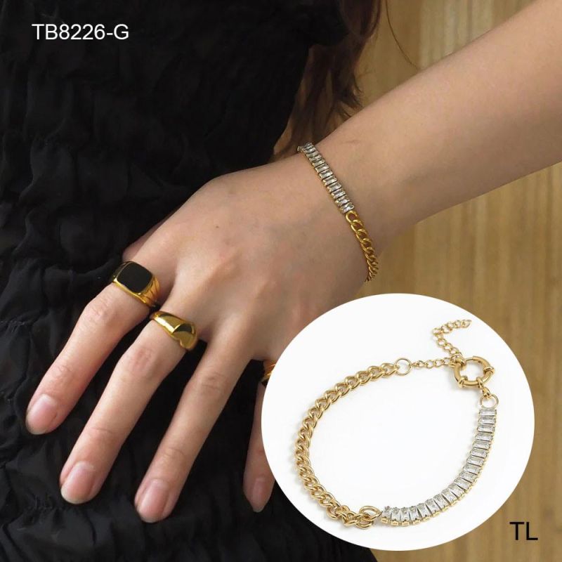 Manufacturer Custom Fashion High Quality Waterproof Bracelet Stainless Steel Gold Plated Jewelry Wholesale 18K Bracelet