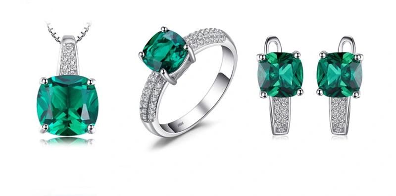 Wholesale 925 Sterling Silver Jewelry Created Emerald Pendant Necklace for Women