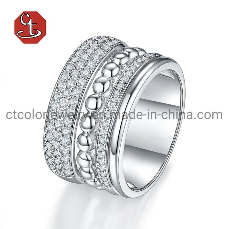Fashion Stylish Silver Jewelry High Quality Cubic Zircon Rings for Female Party