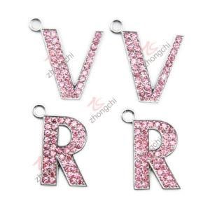 a-Z Pink Crystals Alphabet Letters Pendant Charms (LPE)