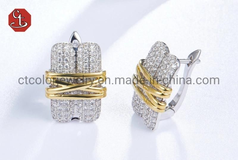 Trendy Jewelry CZ 18k Gold Silver Earring for Women Gift