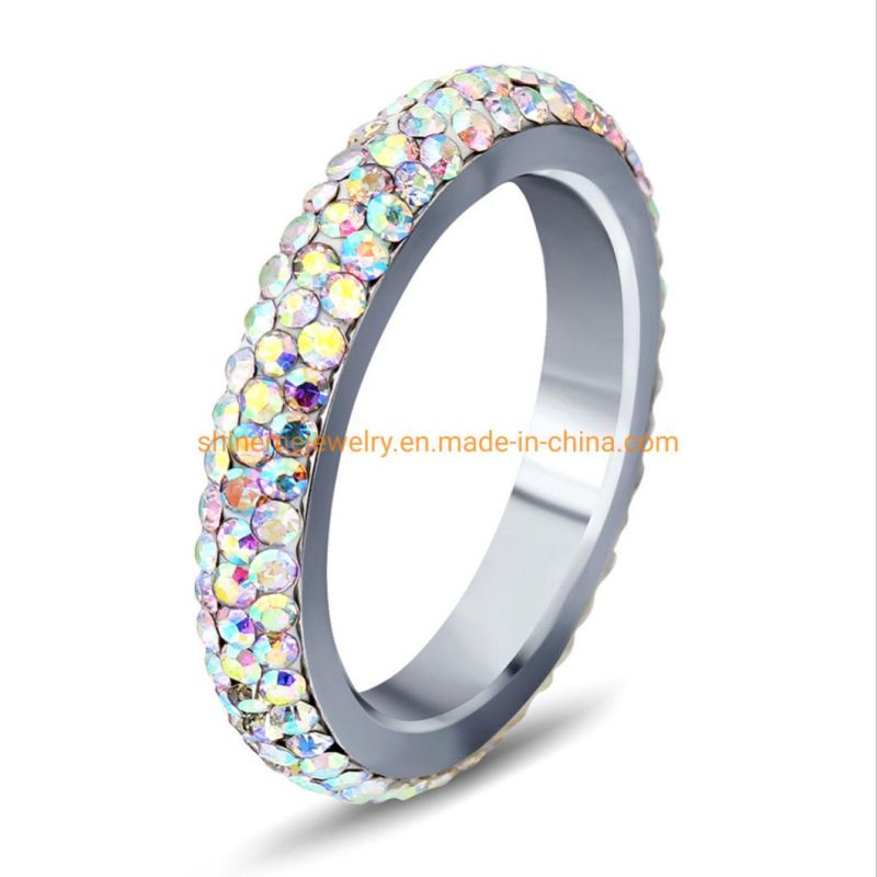 Factory Direct Sales Simple Diamond Curved Ring Stainless Steel Mud Diamond Ring European and American Style Ring Ladies Jewelry SSR2619
