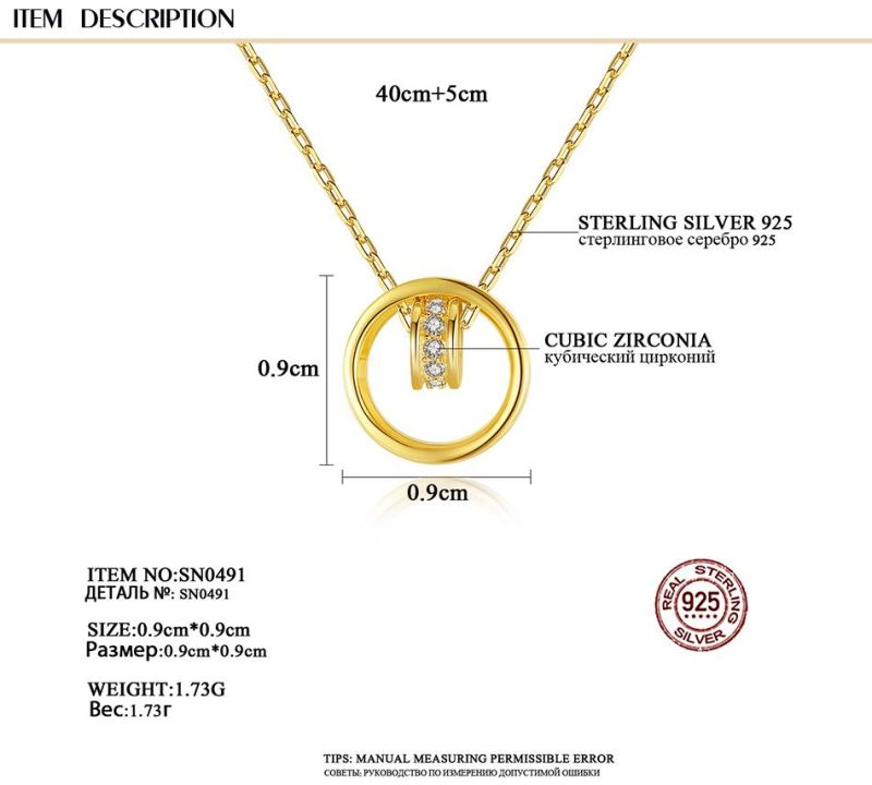 Charms Cubic Zircon Round in Ring Shape Pendant Necklace
