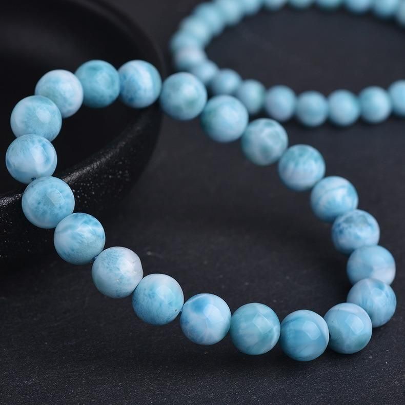 Dominican Natural Larimar Beads Bracelet