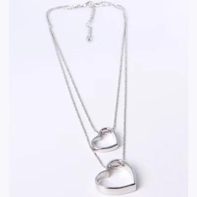 2020 Fashion Jewelry Silver Necklace with Double Love