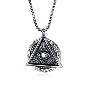 Custom Hot Selling Fashion Jewelry Punk Triple Devil Eye Stainless Steel Pendant Necklace for Men