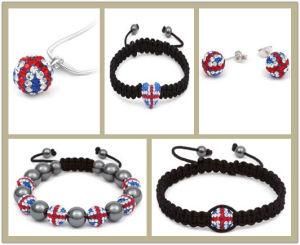 UK Flag Sign Jewelry, Shamballa Beads Jewelry, Bracelets, Earring (319)