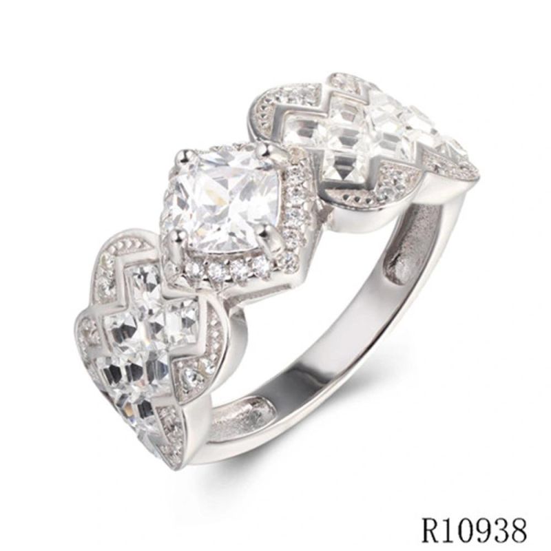 925 Sterling Silver with CZ Mosaic Style Ring