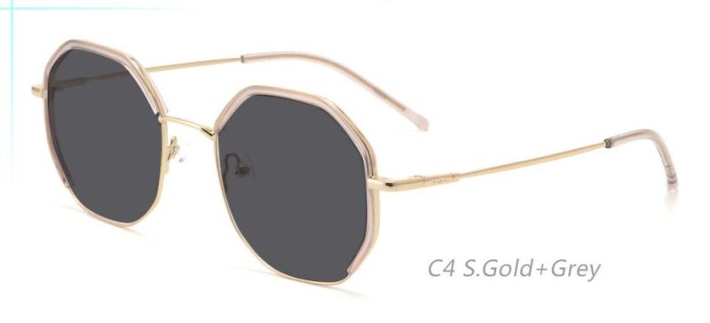 Geometric Stylish Metal Sunglasses UV Protective Women′s Sunglasses